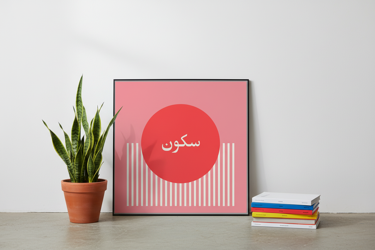 Arabic Silence Bauhaus Poster - floor lean lifestyle