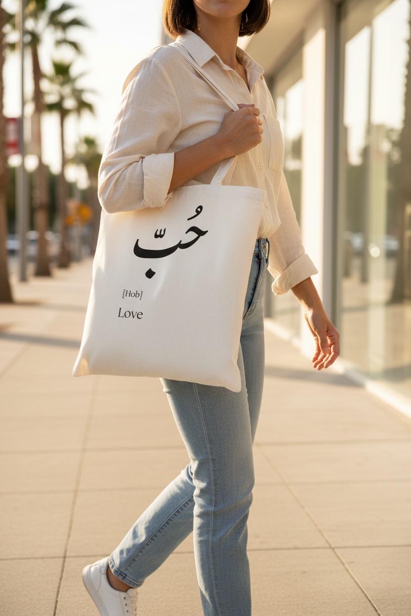 Arabic Hob tote bag - carried lifestyle