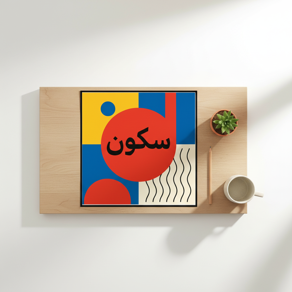 Arabic Silence Bauhaus Poster - desk flat lay