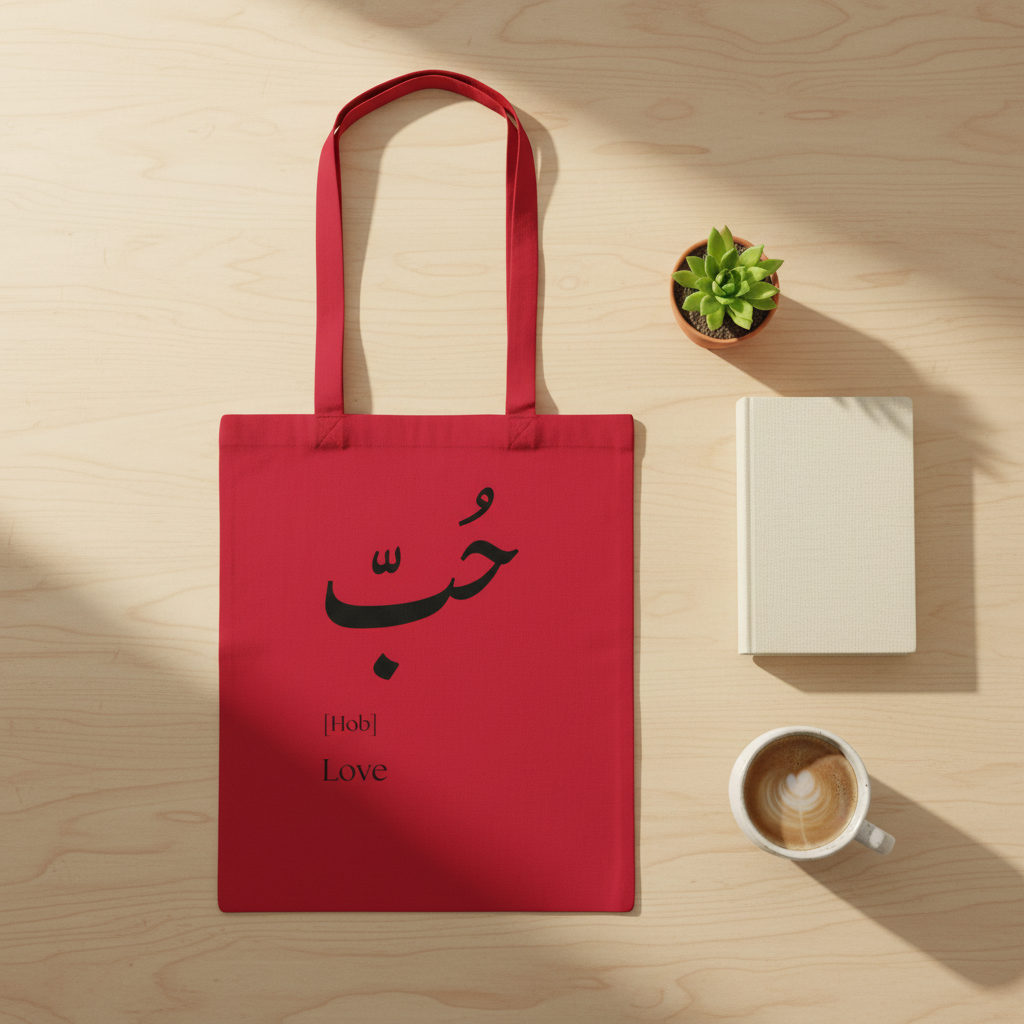 Arabic Hob tote bag - flat lay lifestyle